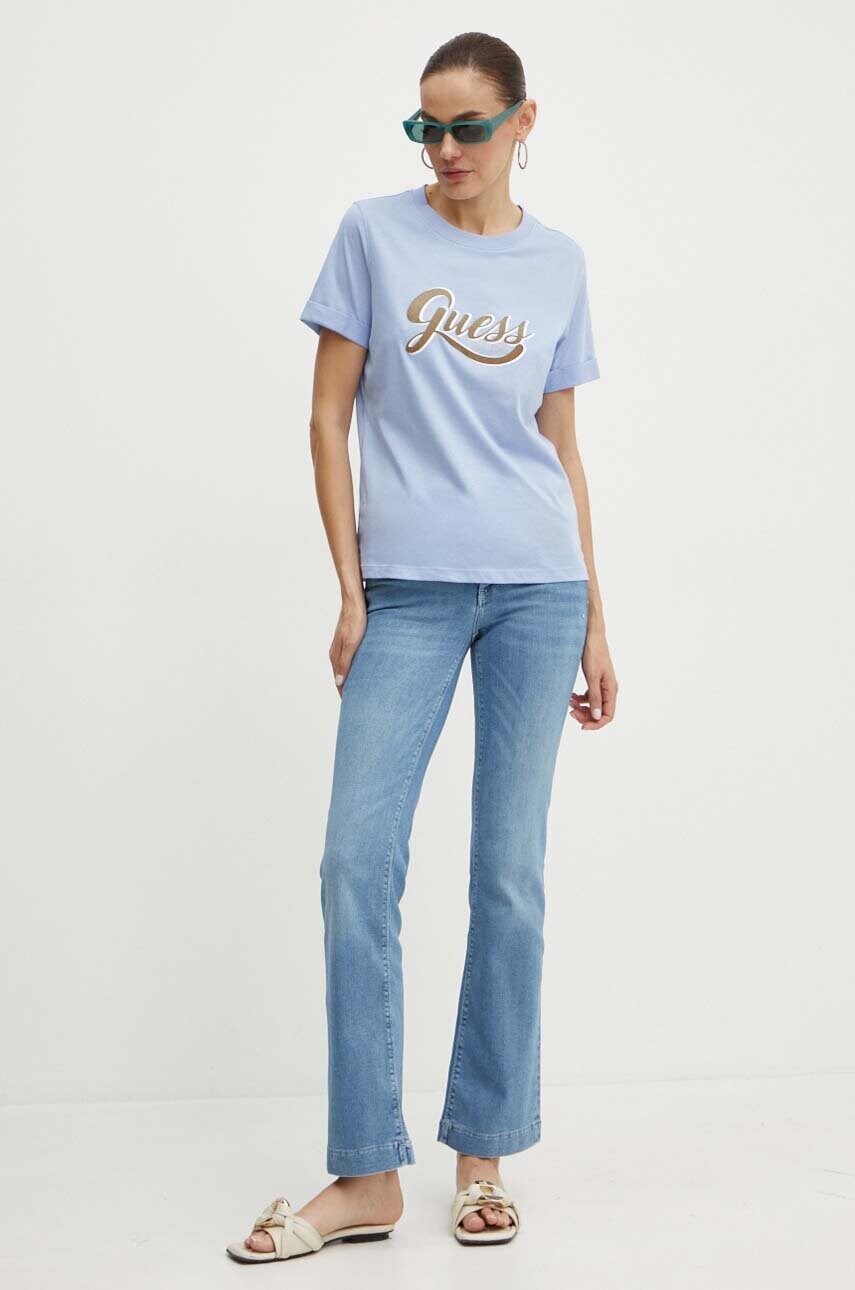 Бавовняна футболка Guess GLITTERY жіноча  W4YI09 JA914