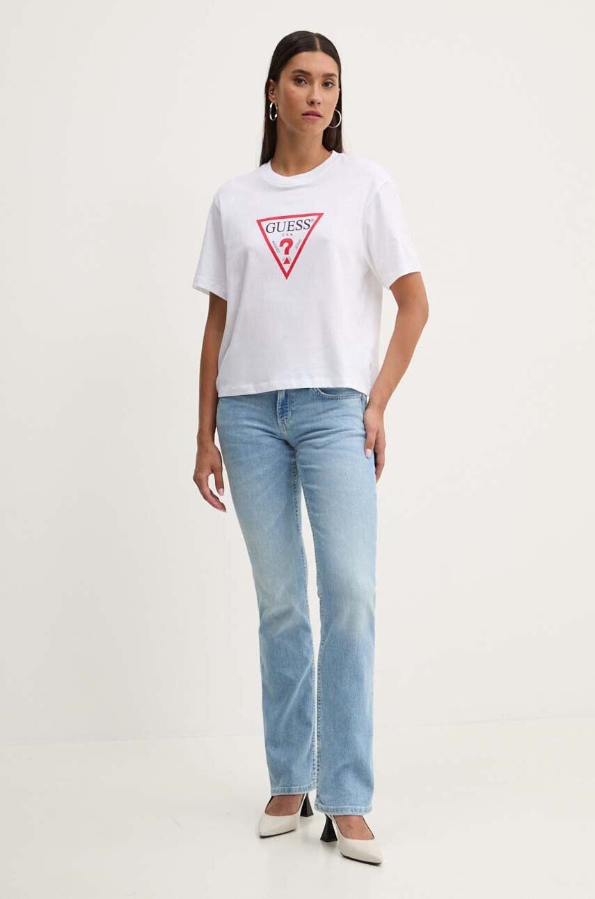 Бавовняна футболка Guess Jeans жіноча колір білий W4YI73 K8HM0