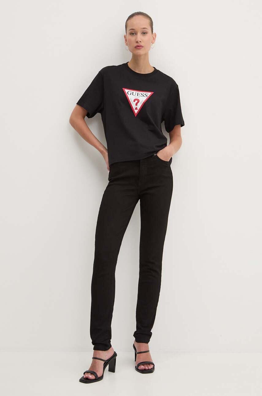 Бавовняна футболка Guess Jeans жіноча колір чорний W4YI73 K8HM0
