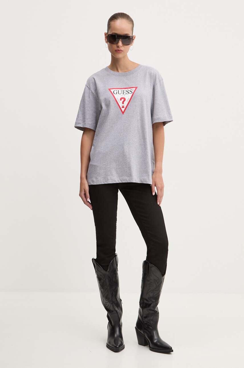 Бавовняна футболка Guess Jeans жіноча колір сірий W4YI76 K8HM0