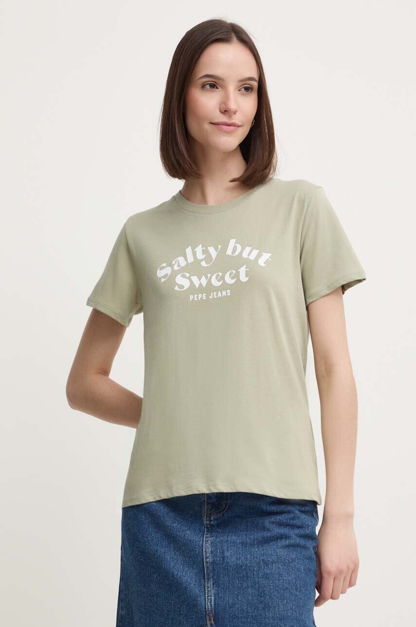 Бавовняна футболка Pepe Jeans EFFIE жіноча колір зелений PL505886