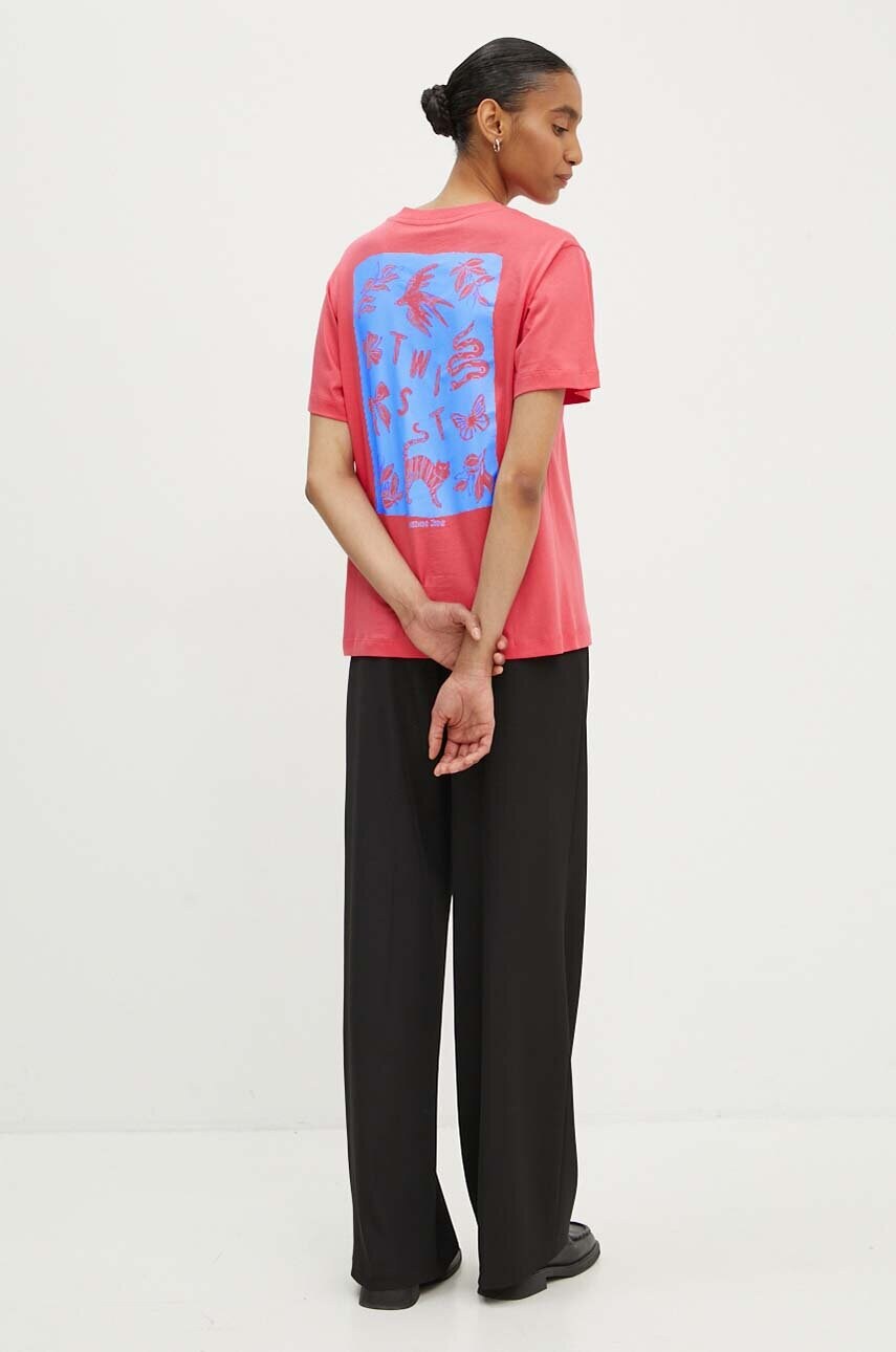 Бавовняна футболка Moschino Jeans жіноча колір рожевий 0705.8237