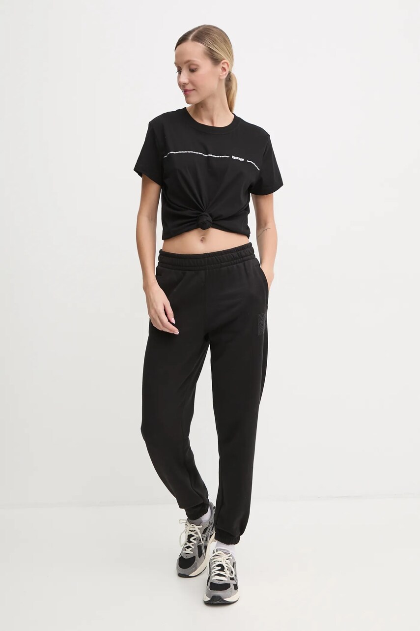 Бавовняна футболка Dkny жіноча колір чорний DP4T9518