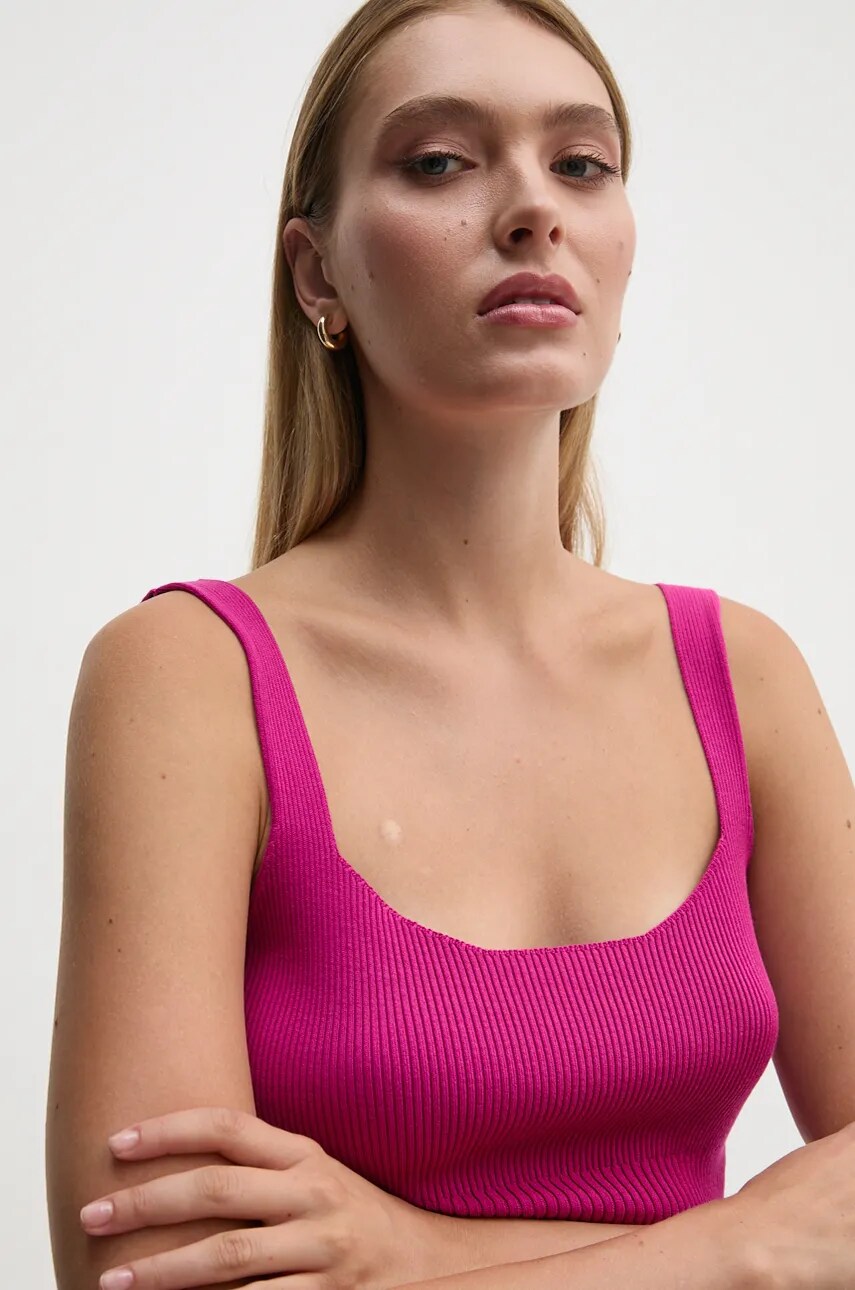 Блузка United Colors of Benetton жіноча колір рожевий однотонна 1090DH019