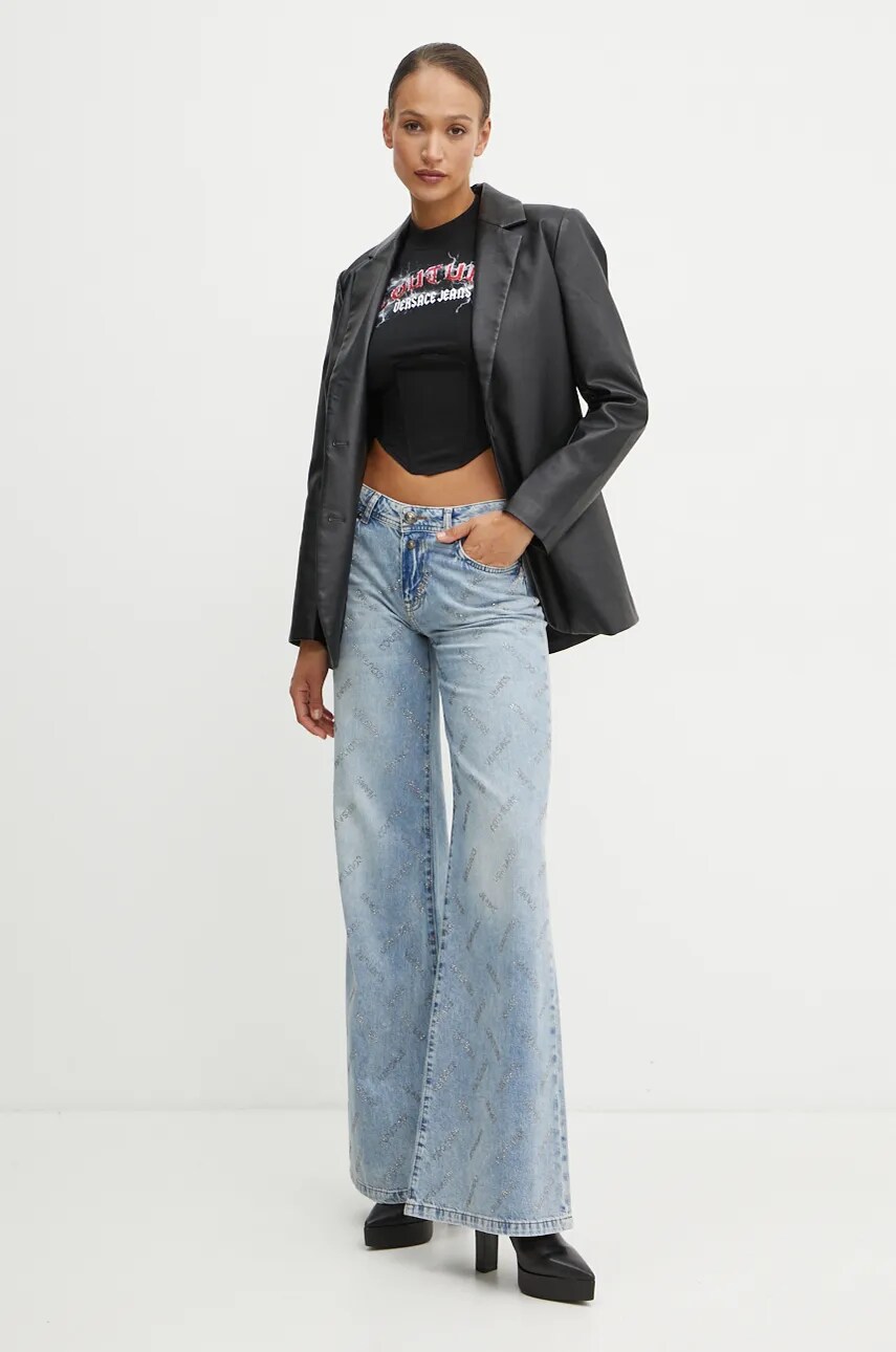 Бавовняний топ Versace Jeans Couture колір чорний 77HAHL04 CJ01L