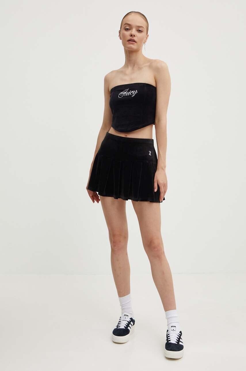 Велюровий топ Juicy Couture CVC BAILEY BANDEAU колір чорний JCWCT24344