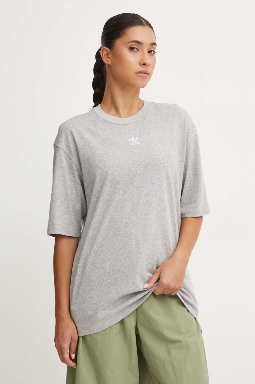 Бавовняна футболка adidas Originals жіноча колір сірий IY7324