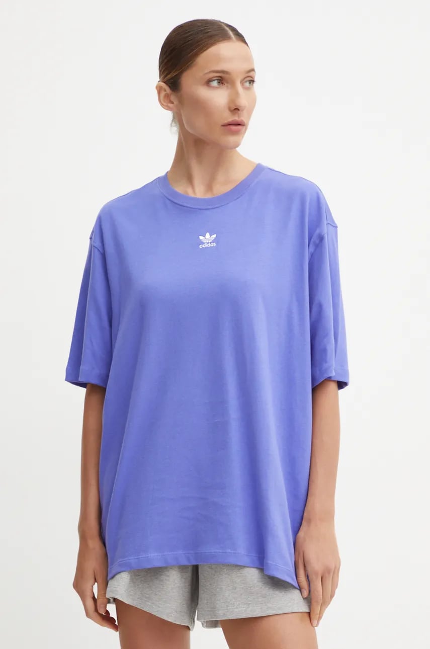 Бавовняна футболка adidas Originals жіноча колір фіолетовий IY7327
