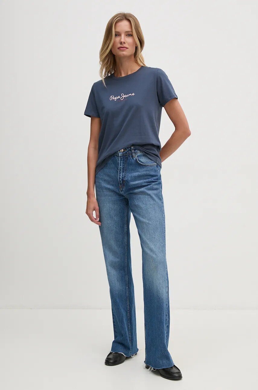 Бавовняна футболка Pepe Jeans FIORE жіноча колір синій PL505951