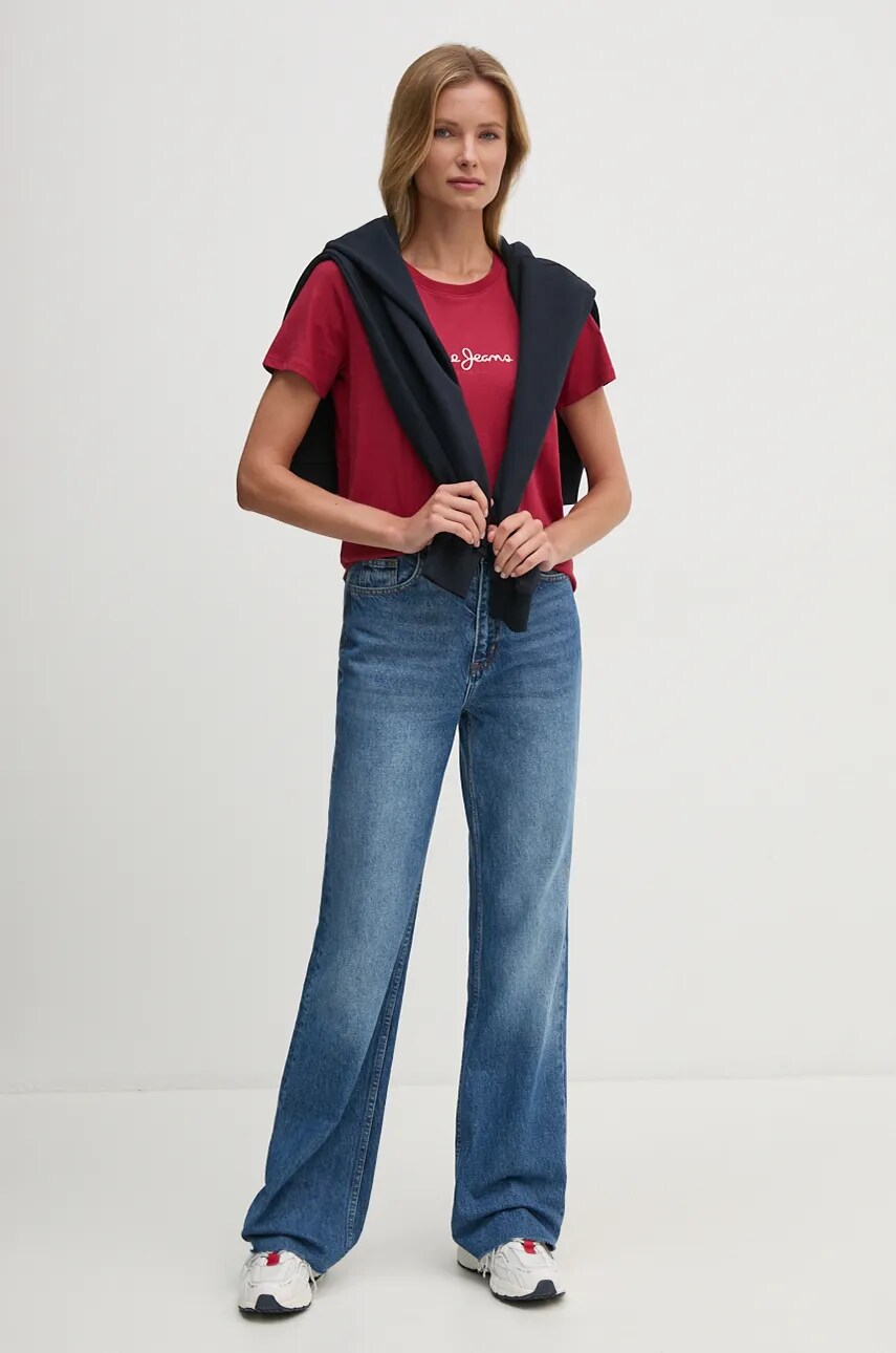 Бавовняна футболка Pepe Jeans FIORE жіноча колір червоний PL505951