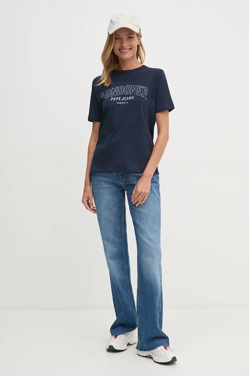 Купити Бавовняна футболка Pepe Jeans GABBY жіноча колір синій PL505968 – головне зображення