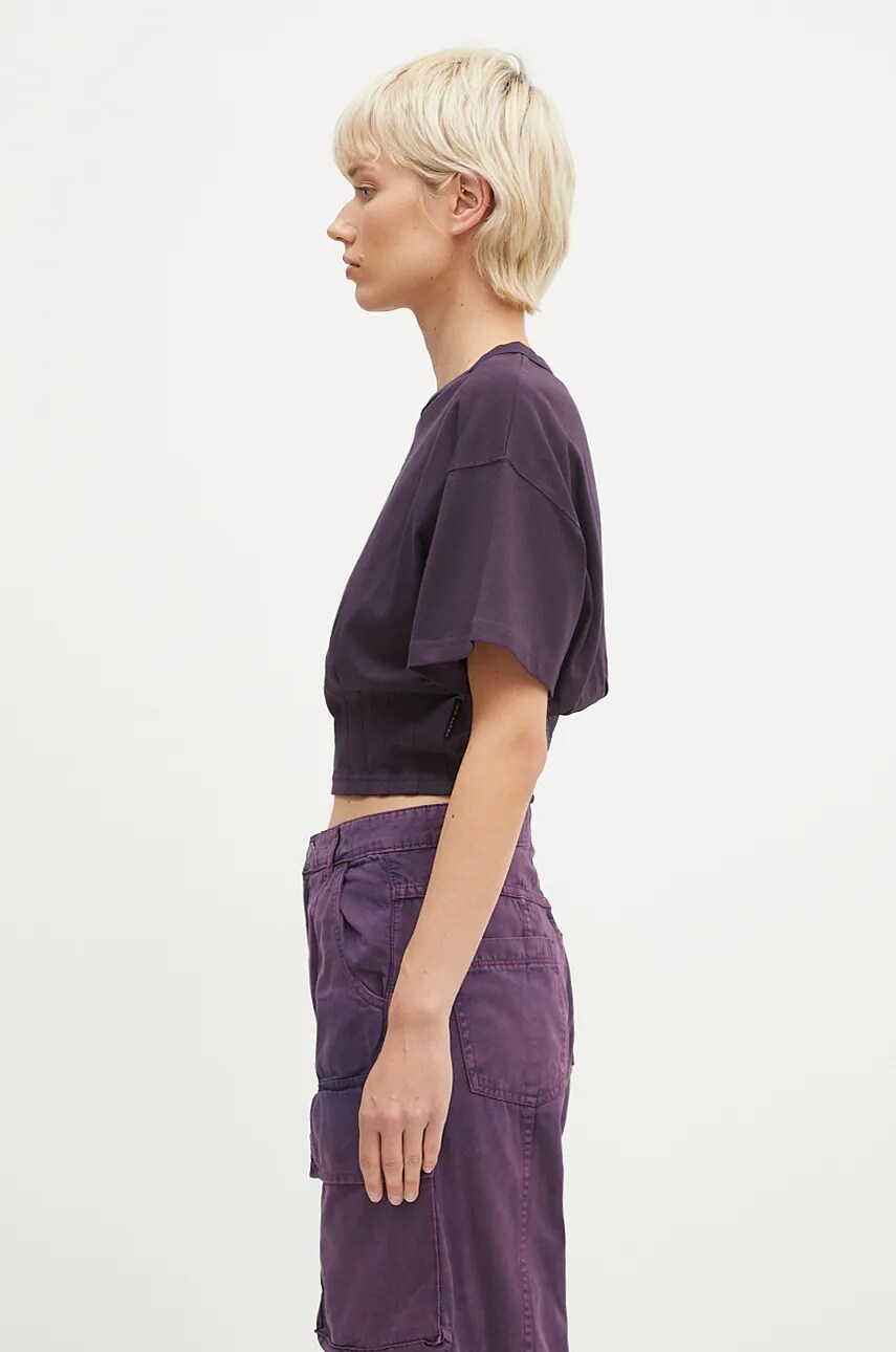 Бавовняна футболка Alpha Industries Waisted жіноча колір фіолетовий 148070