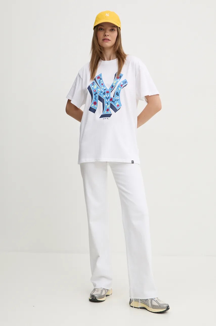 Бавовняна футболка 47 brand MLB New York Yankees жіноча колір білий BB017TMYIHQ628083WW