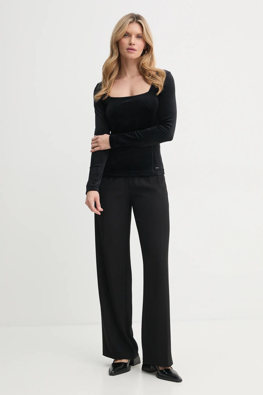 Велюрова блузка G-Star Raw колір чорний однотонна D25063-D422
