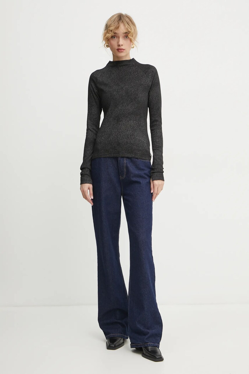 Бавовняний лонгслів G-Star Raw колір сірий півгольф D25069-D799