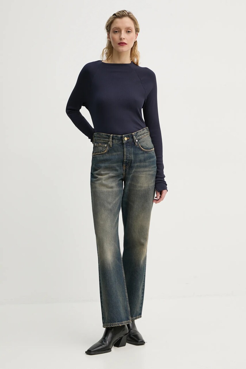 Бавовняний лонгслів G-Star Raw колір синій D26411-5268