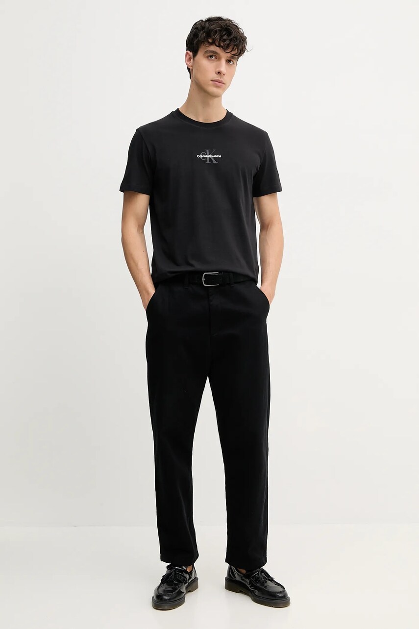 Бавовняна футболка Calvin Klein Jeans чоловіча колір чорний з аплікацією J30J325649