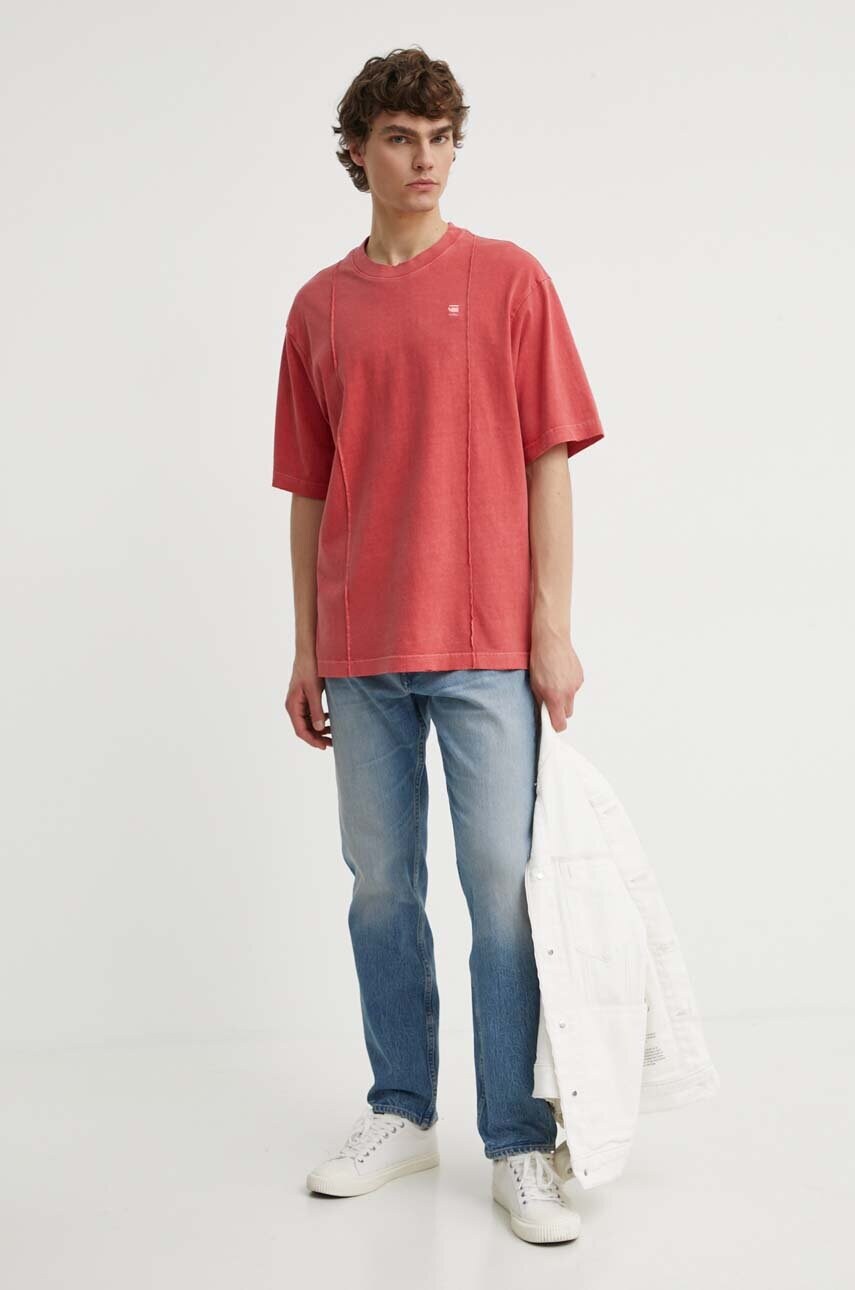 Бавовняна футболка G-Star Raw чоловіча колір рожевий однотонна D24631-C756
