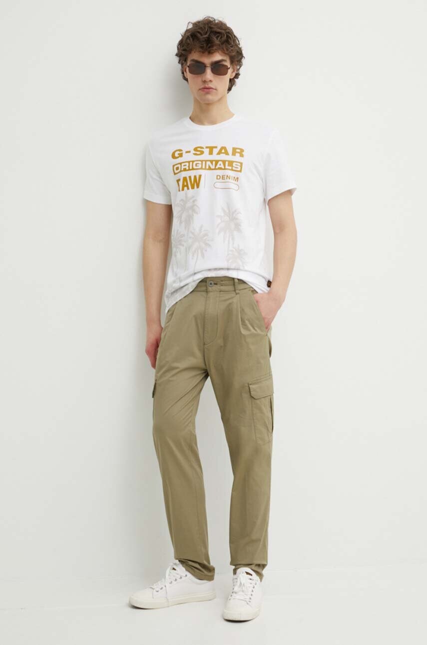 Бавовняна футболка G-Star Raw чоловіча колір білий з принтом D24681-336