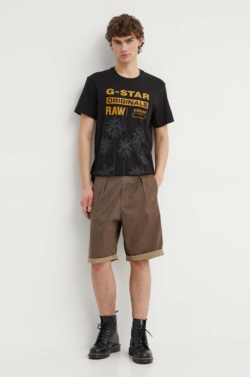 Бавовняна футболка G-Star Raw чоловіча колір чорний з принтом D24681-336