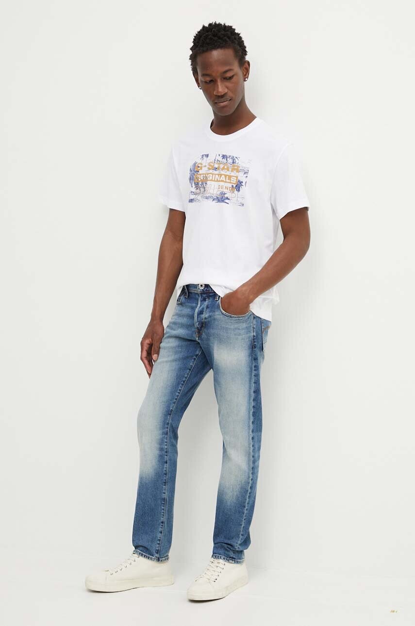 Бавовняна футболка G-Star Raw чоловіча колір білий з принтом D24682-C506