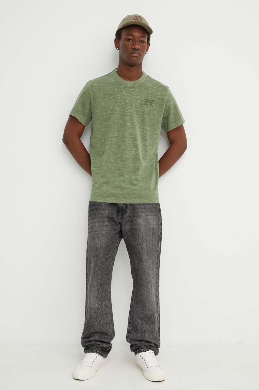 Бавовняна футболка G-Star Raw чоловіча колір зелений однотонна D24688-B256
