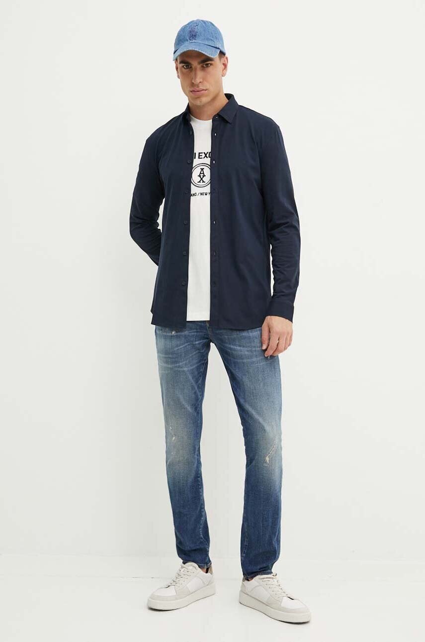 Бавовняна футболка Armani Exchange чоловіча колір білий з аплікацією 6DZTLC ZJ9JZ