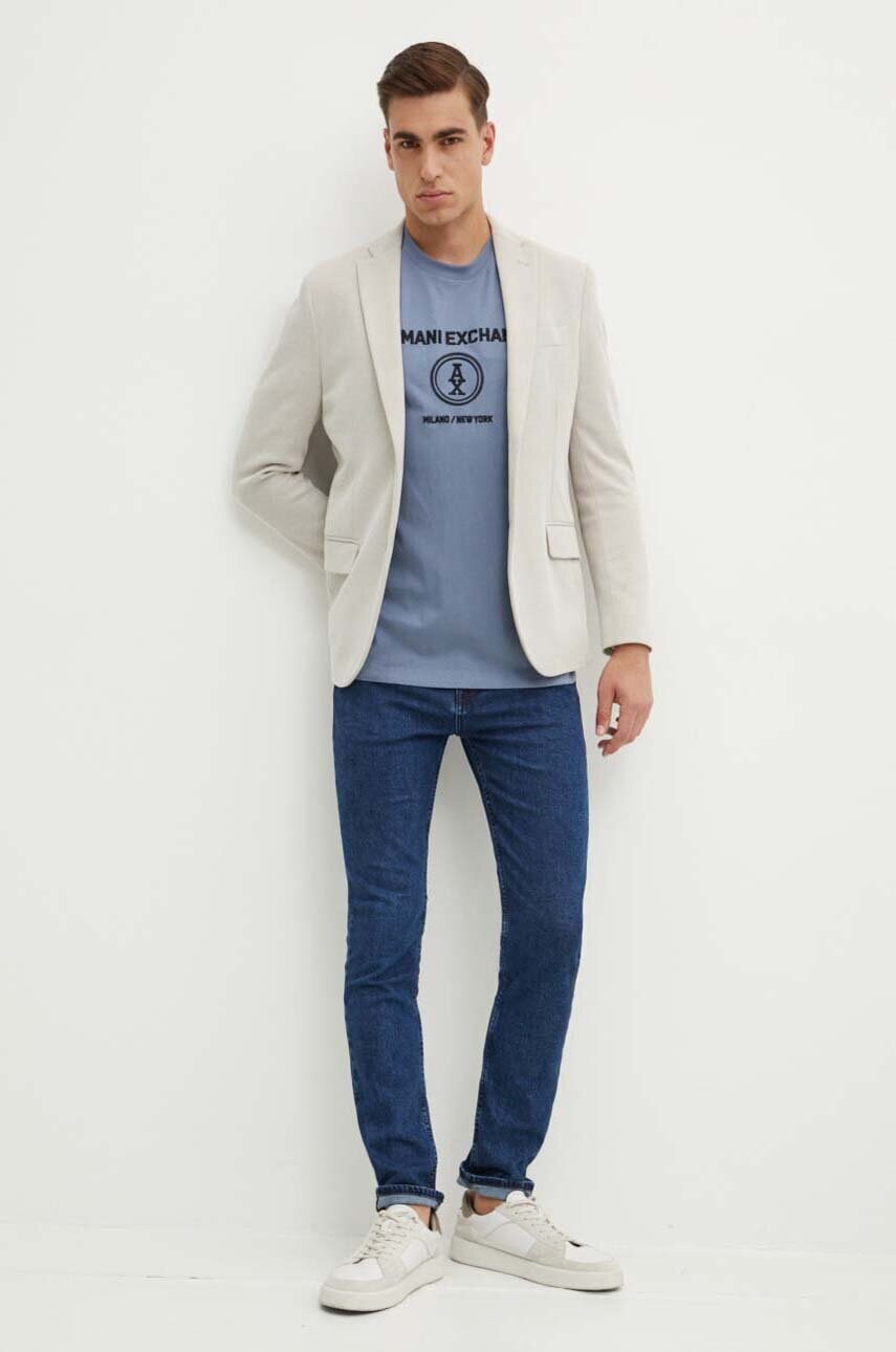 Бавовняна футболка Armani Exchange чоловіча з аплікацією 6DZTLC ZJ9JZ