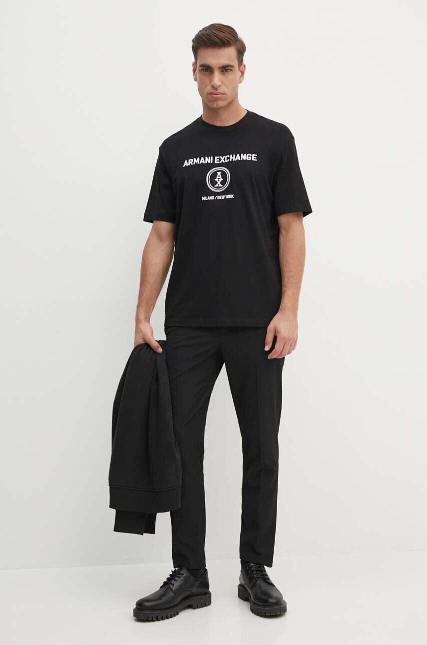 Бавовняна футболка Armani Exchange чоловіча колір чорний з аплікацією 6DZTLC ZJ9JZ