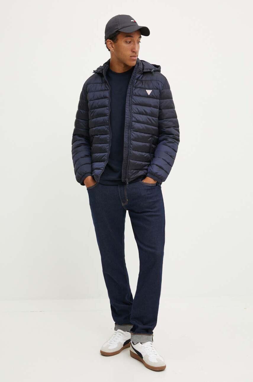 Бавовняна футболка Guess Jeans чоловіча колір синій однотонна M4YI44 K8FQ4