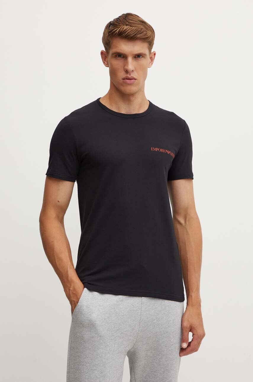 Футболка лаунж Emporio Armani Underwear 2-pack колір чорний з принтом 111267 4F717