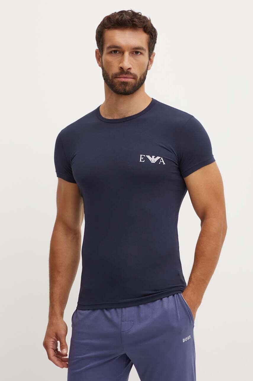 Футболка лаунж Emporio Armani Underwear 2-pack колір зелений з принтом 111670 4F715