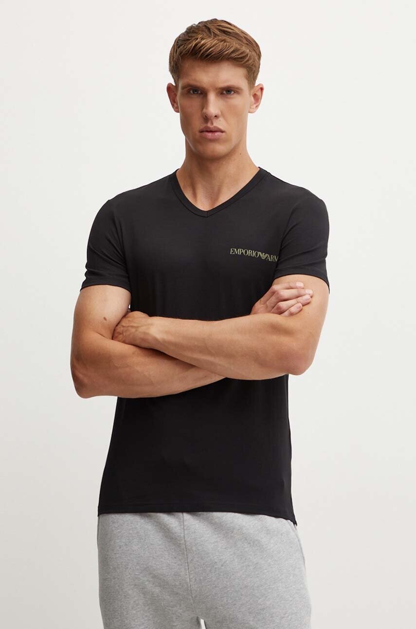 Футболка лаунж Emporio Armani Underwear 2-pack колір чорний з принтом 111849 4F717