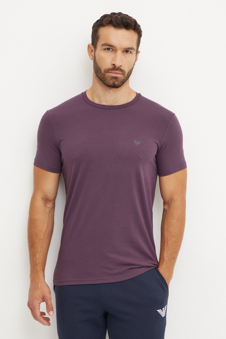 Футболка лаунж Emporio Armani Underwear 2-pack колір фіолетовий однотонна 111267 4F720