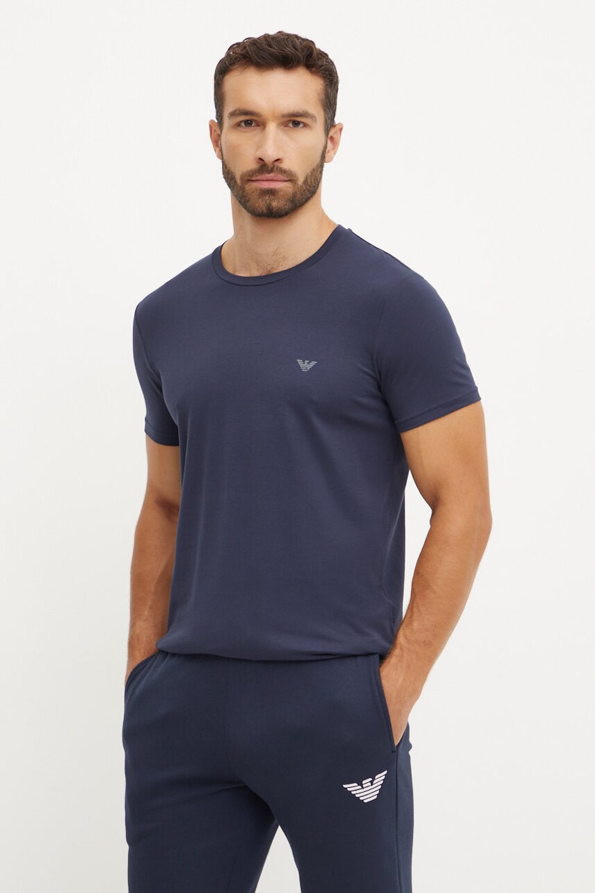 Футболка лаунж Emporio Armani Underwear 2-pack колір синій однотонна 111267 4F720