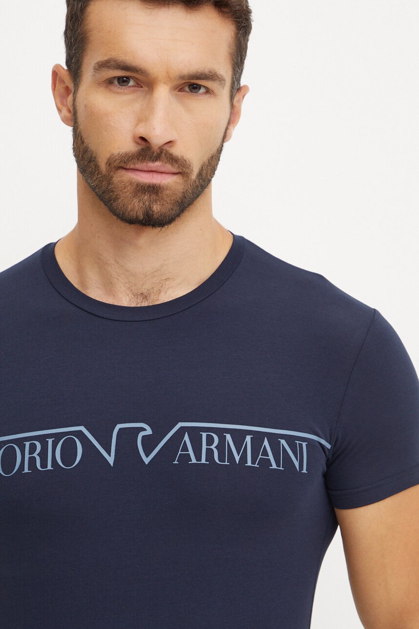 Футболка лаунж Emporio Armani Underwear колір синій з принтом 111035 4F516