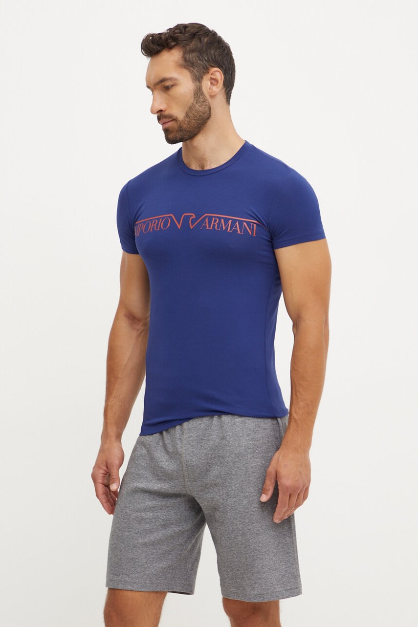 Футболка лаунж Emporio Armani Underwear колір синій з принтом 111035 4F516