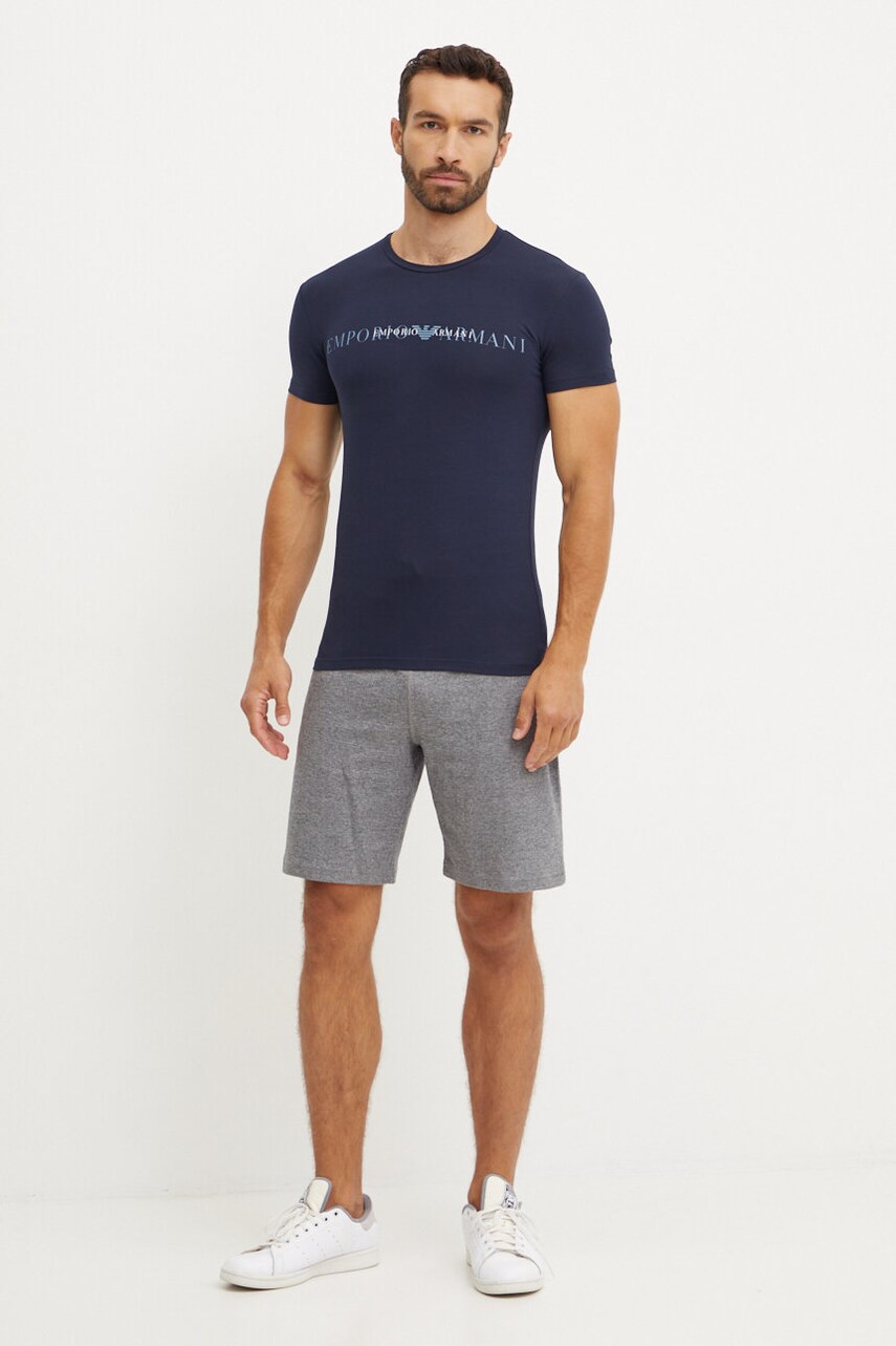 Футболка лаунж Emporio Armani Underwear колір синій з принтом 111035 4F729