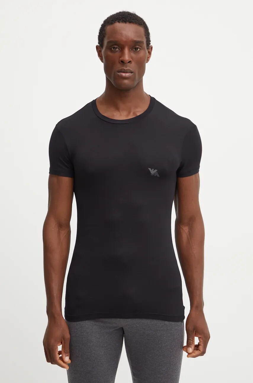 Футболка лаунж Emporio Armani Underwear 2-pack колір чорний з принтом 111670 4F733