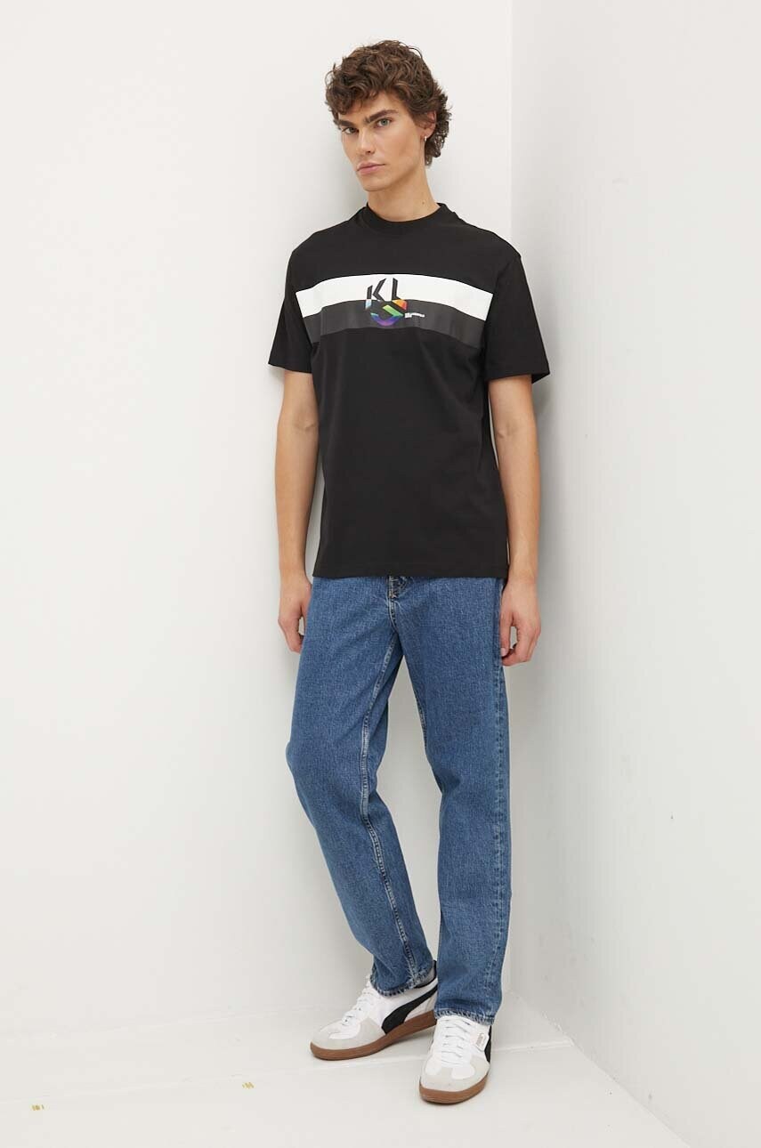 Бавовняна футболка Karl Lagerfeld Jeans чоловіча колір чорний візерунок 245D1708