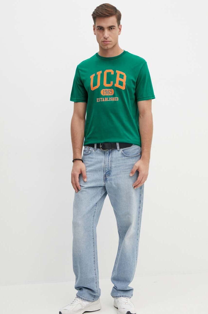 Бавовняна футболка United Colors of Benetton чоловіча колір зелений з принтом 3I1XU1096