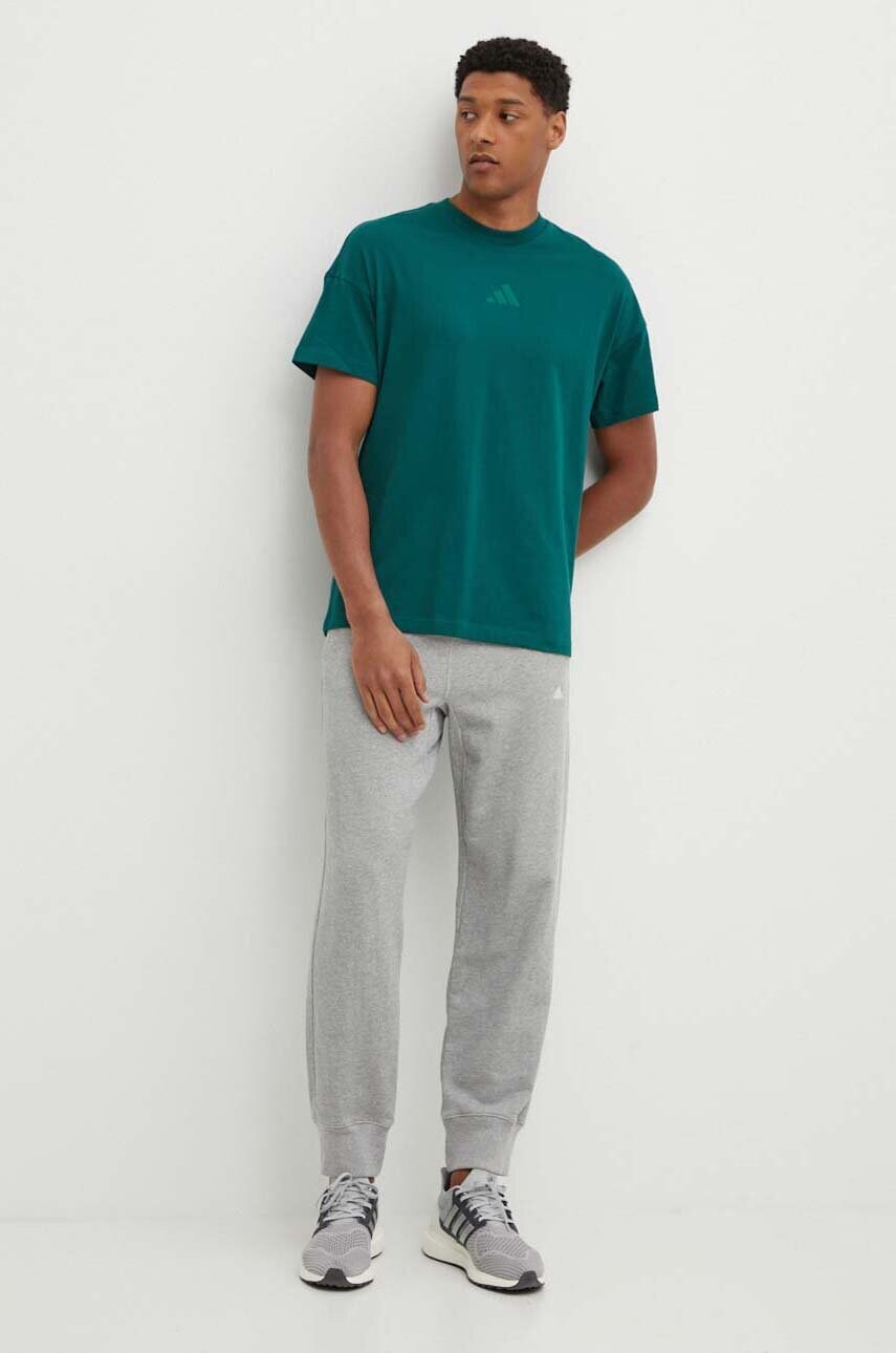 Бавовняна футболка adidas All SZN чоловіча колір зелений однотонна IY4143