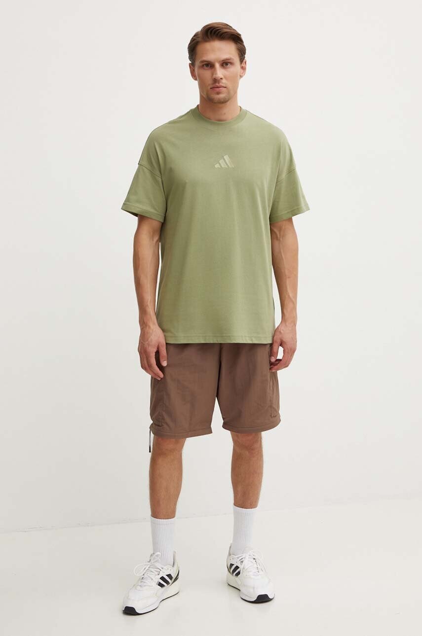 Бавовняна футболка adidas All SZN чоловіча колір зелений однотонна JD1010