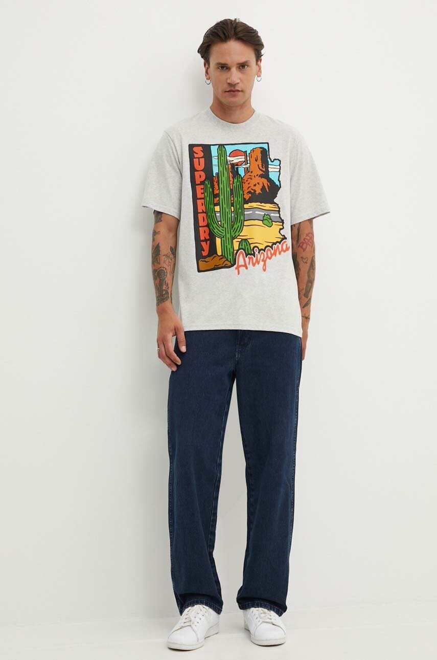 Футболка Superdry чоловіча колір сірий з принтом M1012158A-5WB