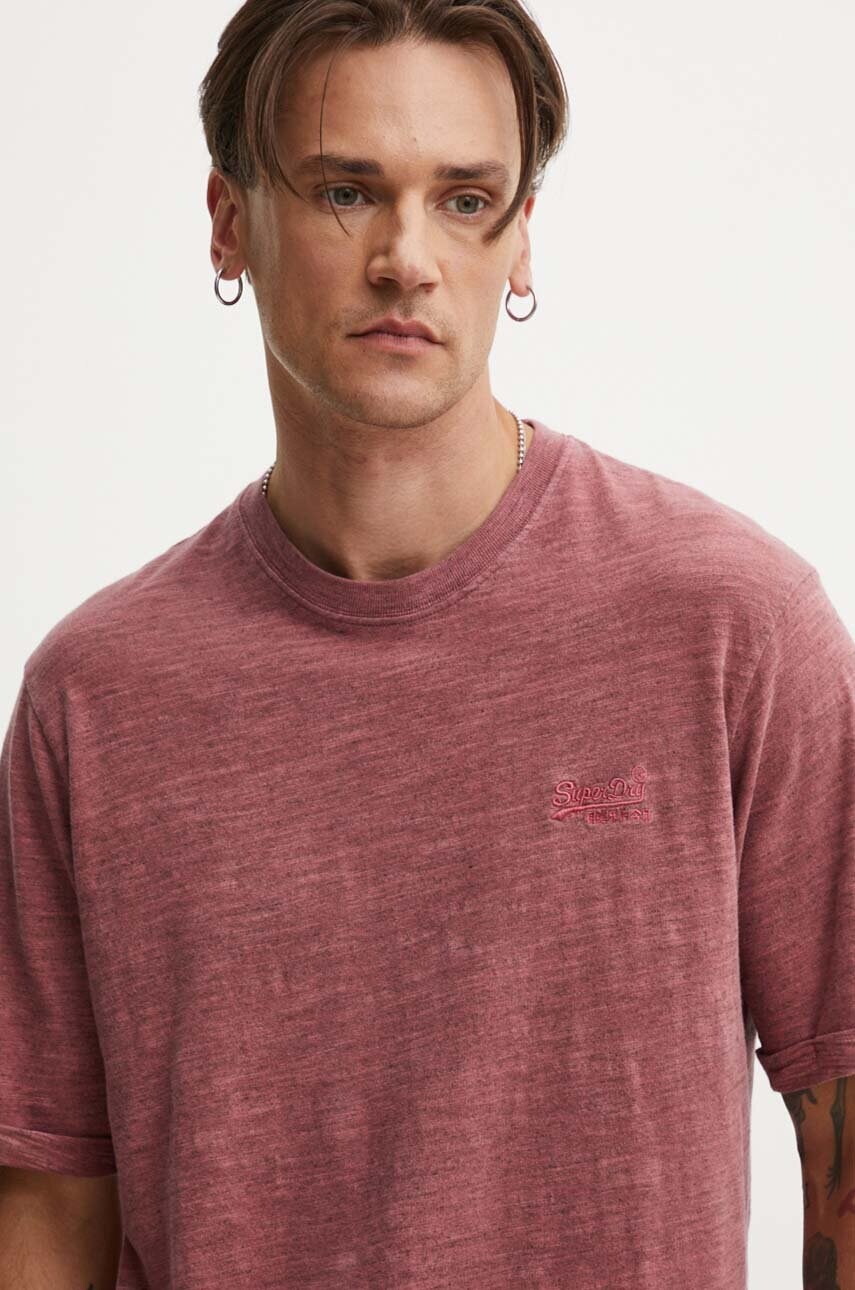 Бавовняна футболка Superdry чоловіча колір бордовий меланж M1012186A-XL2
