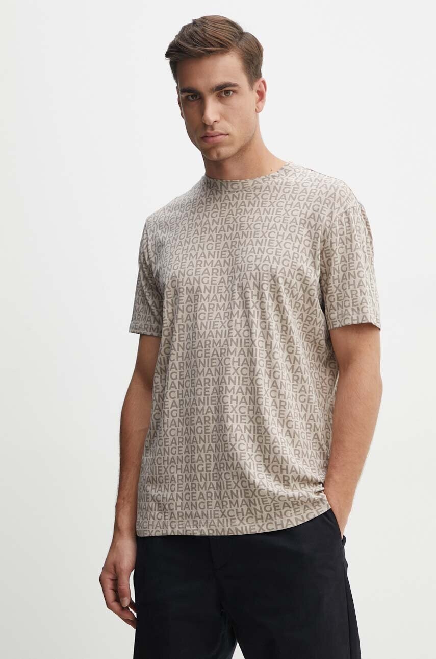 Бавовняна футболка Armani Exchange чоловіча колір бежевий візерунок 6DZTJA ZJH4Z
