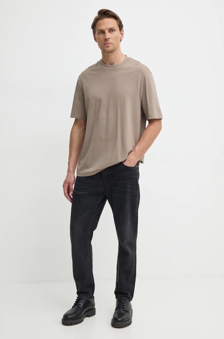 Бавовняна футболка Armani Exchange чоловіча колір коричневий однотонна 6DZTJR ZJ9AZ