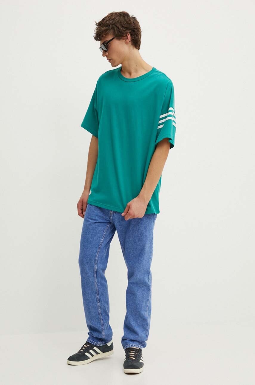 Бавовняна футболка adidas Originals чоловіча колір бірюзовий з аплікацією JF9136