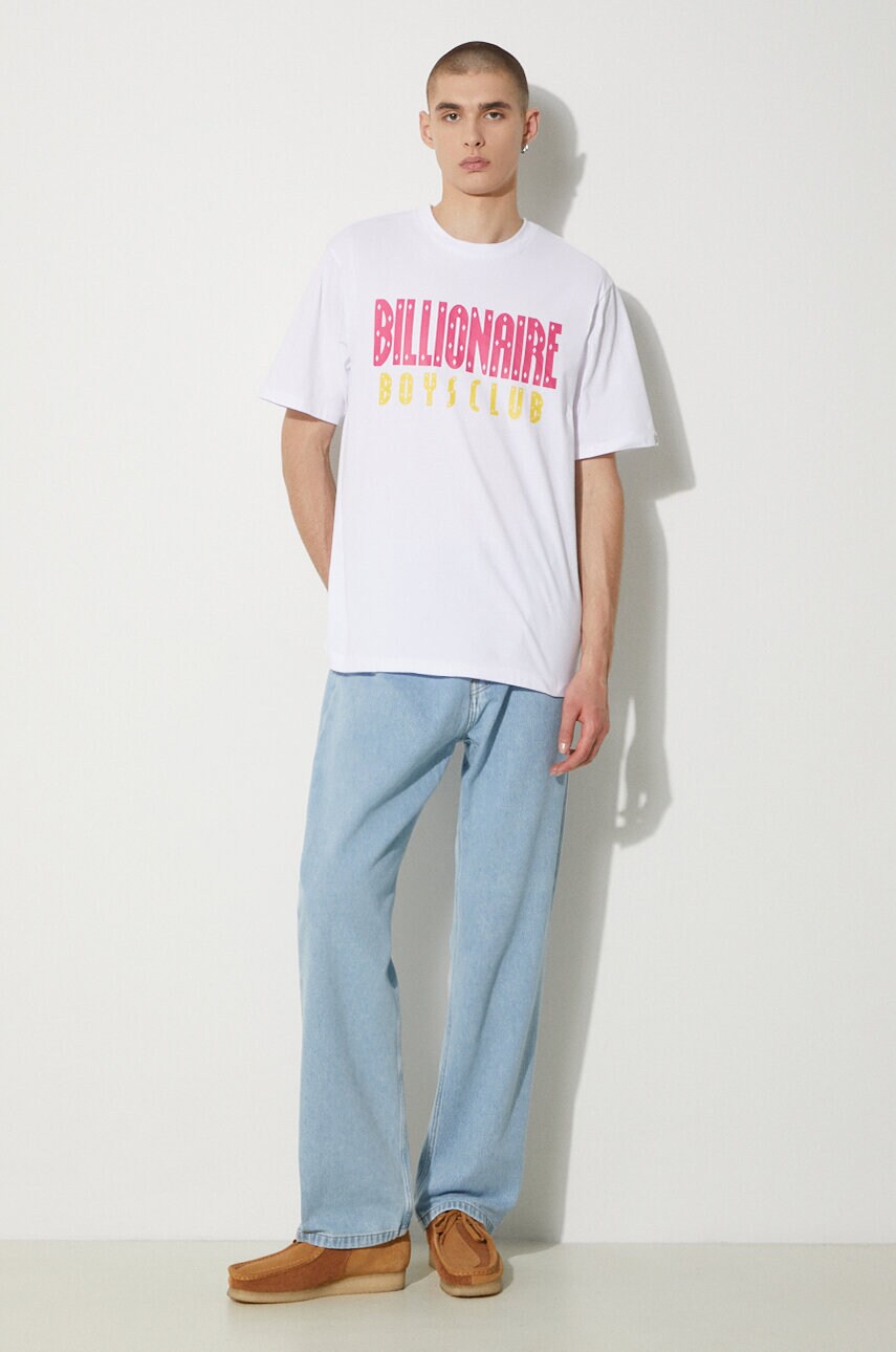 Бавовняна футболка Billionaire Boys Club Straight Logo чоловіча колір білий з принтом B24243