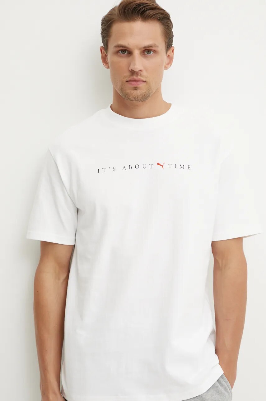 Бавовняна футболка Puma MMQ Graphic Tee чоловіча колір білий з принтом 626556